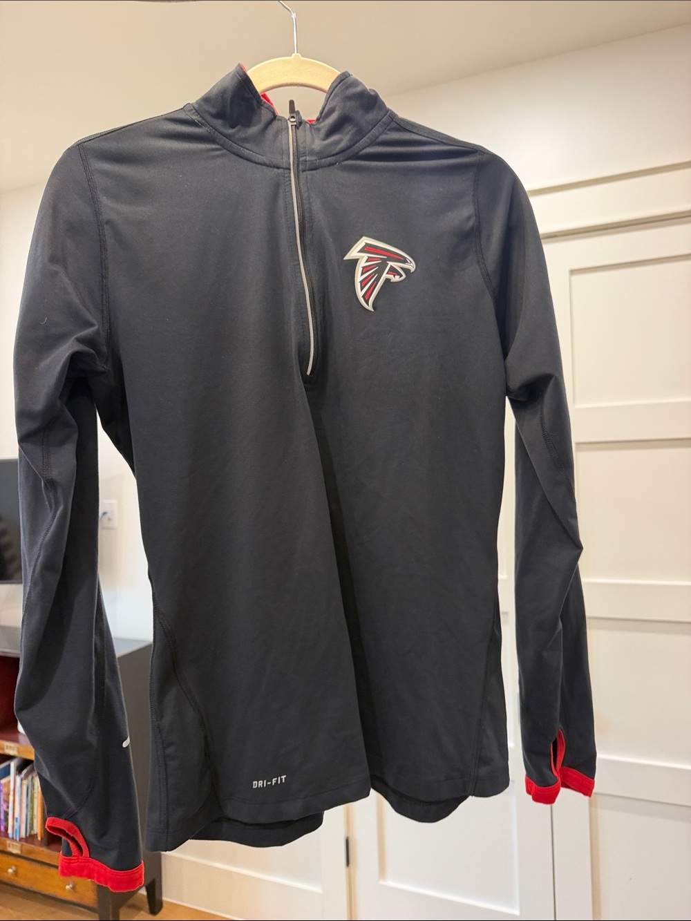 Nike Black Long-Sleeve Dri-FIT Quarter-Zip with Red Accents